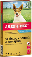 Капли для собак от блох клещей и комаров Адвантикс от10до25кг Bayer ПОШТУЧНО (100С от 4 до 10кг)