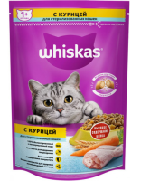 Whiskas Сухой корм для стерилизованных кошек и котов с курицей и вкусными подушечками, 350 г. [уценка] (800 гр)