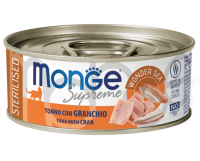 Monge Cat Supreme sterilized для стерилизованных кошек из тунца с крабом, консервы 80 г