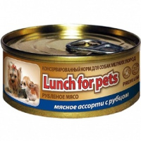 Lunch For Pets рубленное мясо, мясное ассорти с рубцом для собак 100 г.