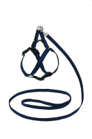 Комплект Saival Classic поводок 10 мм.*1,2 м. шлейка для котов XS10 мм.,ОШ12-18 см.,ОГ18-28 см. синий