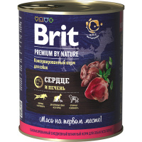 Brit Premium by Nature консервы с сердцем и печенью для взрослых собак всех пород, 850 г.