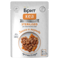 БРИТ КЕА, Пауч с Лососем и Морковью для стерилизованных кошек, кусочки в соусе, 85г