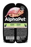 AlphaPet Superpremium для взрослых стерилизованных кошек паштет с кроликом 80г ламистер