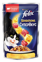FELIX Sensations Супервкус для кошек, со вкусом говядины и сыра, в желе, пауч, 75 г