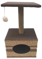 Дружок 002 Домик-когтеточка для кошек, с полкой [большой], 42*42*72 см.