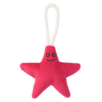 Игрушка Mr.Kranch д/собак мелких и средних пород Звездочка с канатом и пищалкой 26х16х5см, ярко-розо