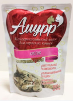 Амурр Влажный корм для взрослых кошек в соусе с кроликом, 100 г. [уценка]