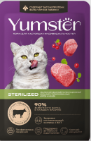 Yumster [Ямстер] Sterilized для кошек с говядиной и брусникой в соусе,пауч 85 г