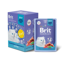 Brit Premium Промо-Набор паучи 5+1 для котят телятина с морковью в желе 85 г.