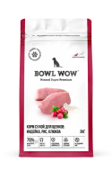 Акция 1+1 BOWL WOW сухой корм для щенков средних пород собак с индейкой, рисом и добавлением клюквы 2 кг