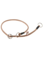 Ошейник-удавка [СО СТОПОРОМ] с 2-я кольцами круглый 6мм*50см [кэмел] 76-1379