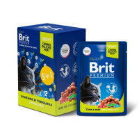 Brit Premium Промо-Набор паучи 5+1 для взрослых стерилизованных кошек ягненок и говядина в соусе 85 г.