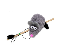 GoSi Игрушка для Собаки дразнилка Мышка L Серая с хвостом из нат. Норки