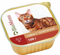 Био Меню 79543 консервы для кошек суфле с Телятиной 100г
