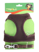 HL03XS Комплект мягкая шлейка-жилетка и поводок, коричневый, обхват груди 300мм, поводок 15*1200мм