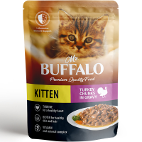 Mr.Buffalo Влажный корм KITTEN для котят индейка на пару в соусе, 85 г.