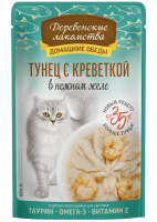 Деревенские лакомства пауч д/к Тунец с креветк/нежн желе 70г