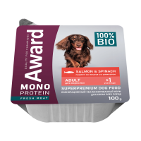Влажный корм AWARD Monoprotein для взрослых собак паштет из лосося со шпинатом 100г