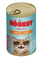 MOONSY Консервы для кошек паштет "ЧИКЕН РАЙЗ" с курицей и рисом, 260 г. [уценка]