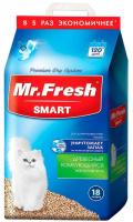 Mr.Fresh SMART, древесный комкующийся наполнитель для короткошерстных кошек, (18 л длинношерст)