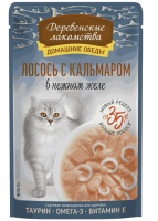 Деревенские лакомства пауч Лосось/кальмар в нежном желе 70 гр.