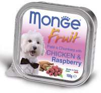 Monge Dog Fruit консервы для собак курица с малиной в паштете, 100 г.