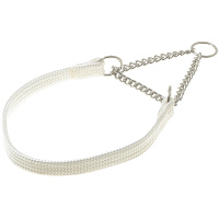 Ошейник-полуудавка [лента-чулок] 10мм [24-30см] с цугом [никель] слоновая кость 75-1049 Пет лайн