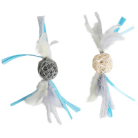 Игрушка Petpark для кошек Плетёные мячики с перьями [2 шт в комплекте]