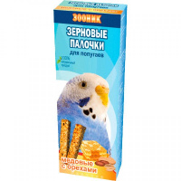 Зооник Зерновые палочки для волнистых попугаев Медовые с орехами 2шт.