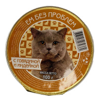Ем без проблем Влажный корм для кошек Говядина с Индейкой ламистер, 100 г.