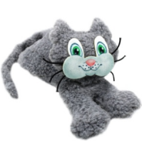 GoSi Дразнилка для собак "Серый кот" с ручкой [сшитый с вышивкой] ВЕЛСОФТ