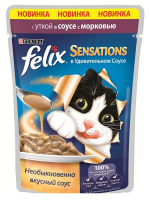 FELIX Sensations консервы для кошек утка в соусе с морковью, 75 г.