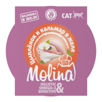 MOLINA. Ламистер для взрослых кошек. Цыпленок и кальмар в желе, 75 г