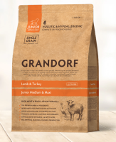 ГРАНДОРФ АКЦИЯ 3кг+1 кг в подарок сухой корм ЯГНЁНОК С ИНДЕЙКОЙ ДЛЯ ЮНИОРОВ СРЕДНИХ И КРУПНЫХ ПОРОД