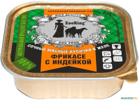 ZOORING Консервы для собак, Фрикасе с индейкой желе 100 г.