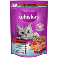 Whiskas Сухой корм для стерилизованных кошек и котов с говядиной и вкусными подушечками, 350 г. (350гр)