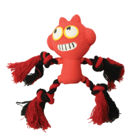 Триол Игрушка для собак из латекса "Красный зубастик с веревками", 92/160мм, серия HORROR