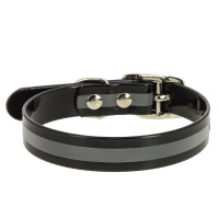 Каскад Ошейник из биотана со светоотражающей полосой шир. 12 мм., обх.шеи 20-24 см, Каскад (Черный)