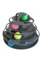 Чистый котик Игрушка для кошек Трек-башня с мячиками "ЧК" серый