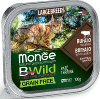 Monge Cat Bwild Graifree, консервы из буйвола с овощами для кошек,100г