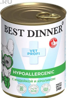 Best Dinner Vet Profi Hypoallergenic корм для собак и щенков с индейкой и кроликом 340 гр консервы