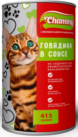 Chammy Влажный корм для кошек, говядина, кусочки в соусе, 415 г [уценка]