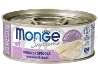 Monge Cat Supreme sterilized для стерилизованных кошек из тунца с морским окунем, консервы 80 г