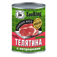 ZOORING Консервы для собак, Телятина с потрошками, 338 гр