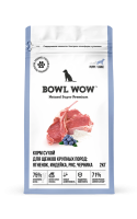Акция 1+1 BOWL WOW сухой корм д/щенков крупных пород собак с индейкой, ягненком, рисом и добавлением черники 2кг