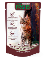 FRAIS АКЦИЯ - 50% Signature паучи для взрослых кошек и котов с кроликом, цукини и спирулиной [кусочки в соусе], 80 г. [уценка]