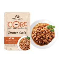 CORE консервы д/к Tender Cuts, нежные кусочки курицы и индейки в пикантном соусе,85 г.