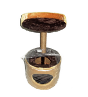 Домик-когтеточка для кошек, на платформе с полкой [круглый]