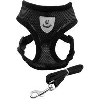 Шлейка с поводком 118см "Sweet puppy" черная (размер L)